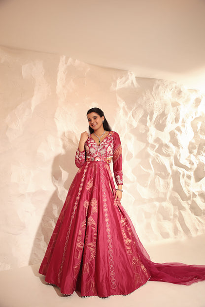 Pink Applique Anarkali