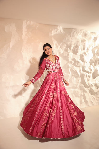 Pink Applique Anarkali
