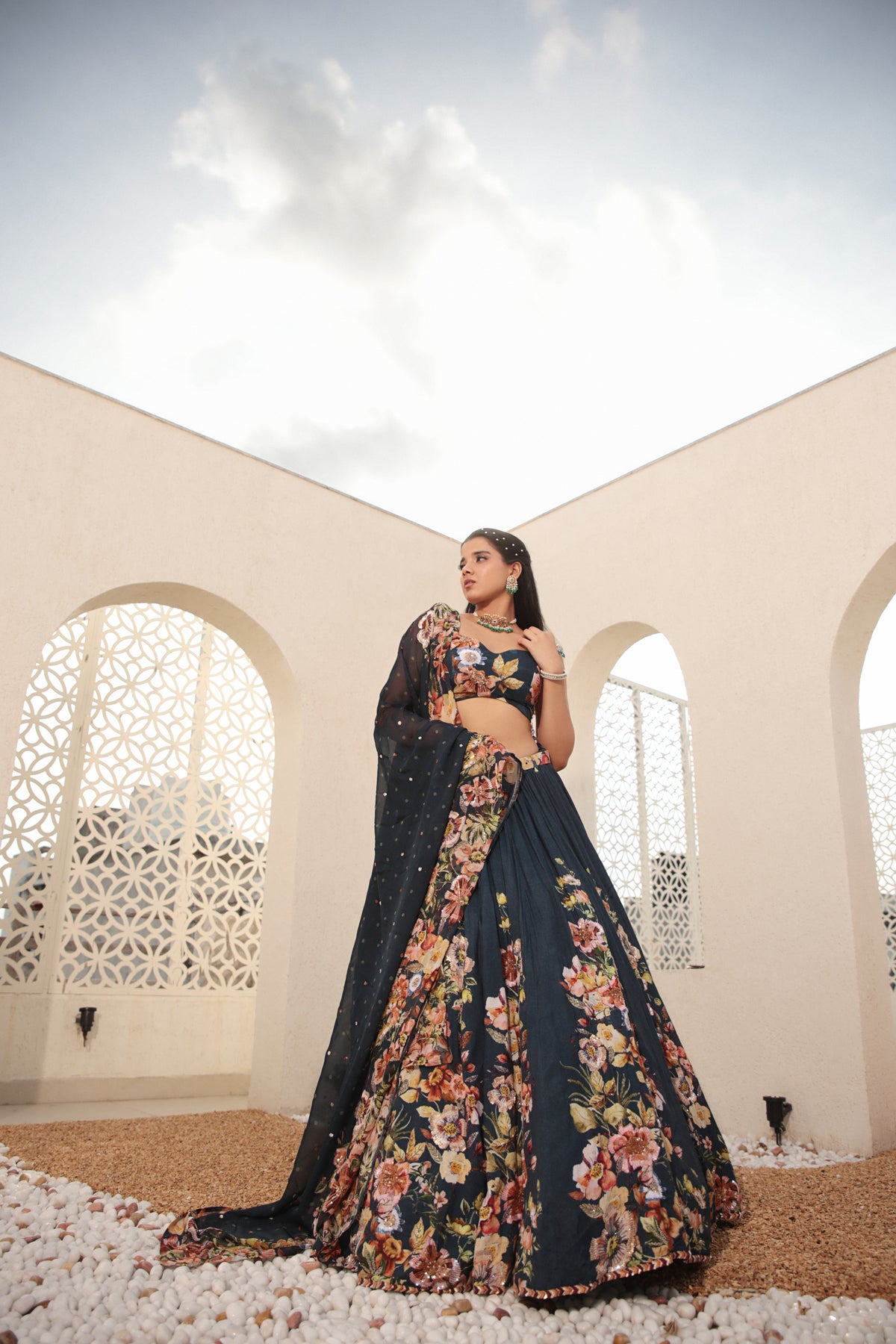Navy Blue Lehenga Set