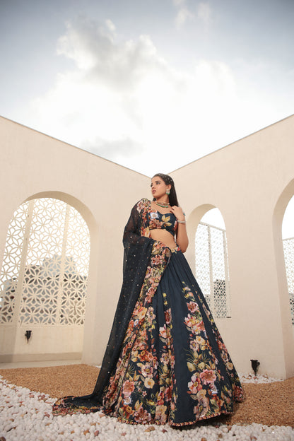 Navy Blue Lehenga Set