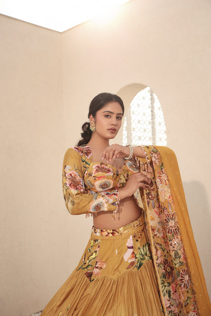 Mustard Yellow Lehenga Set