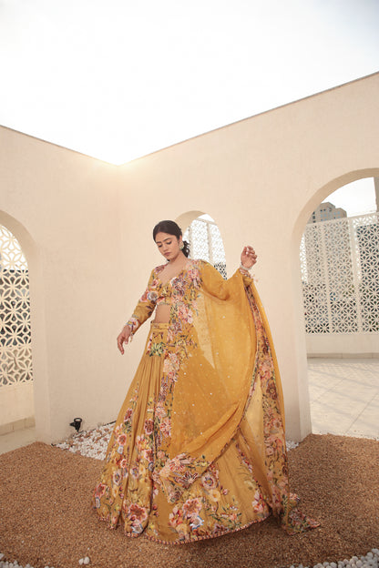 Mustard Yellow Lehenga Set