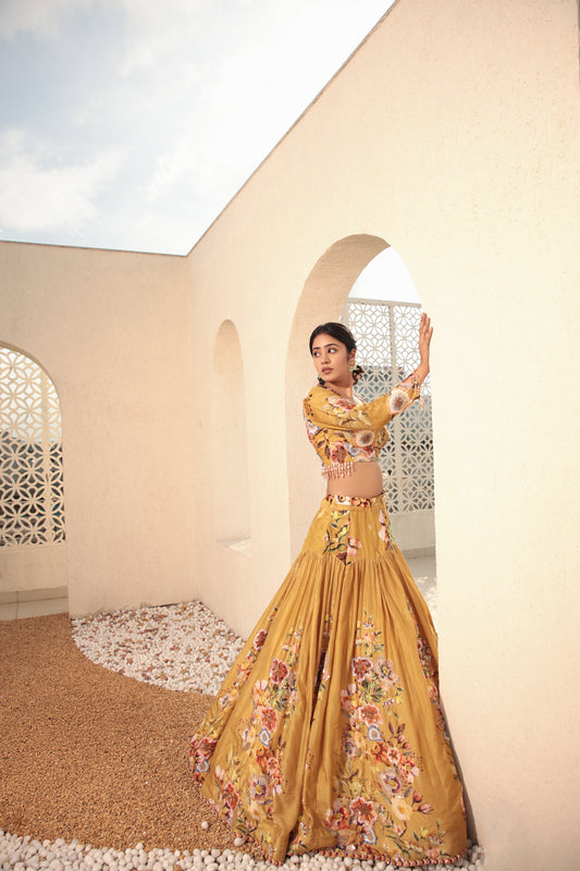 Mustard Yellow Lehenga Set