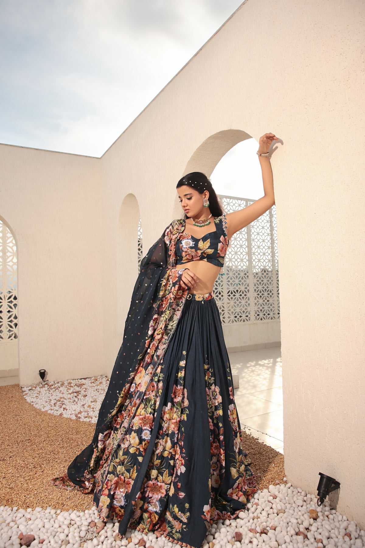 Navy Blue Lehenga Set