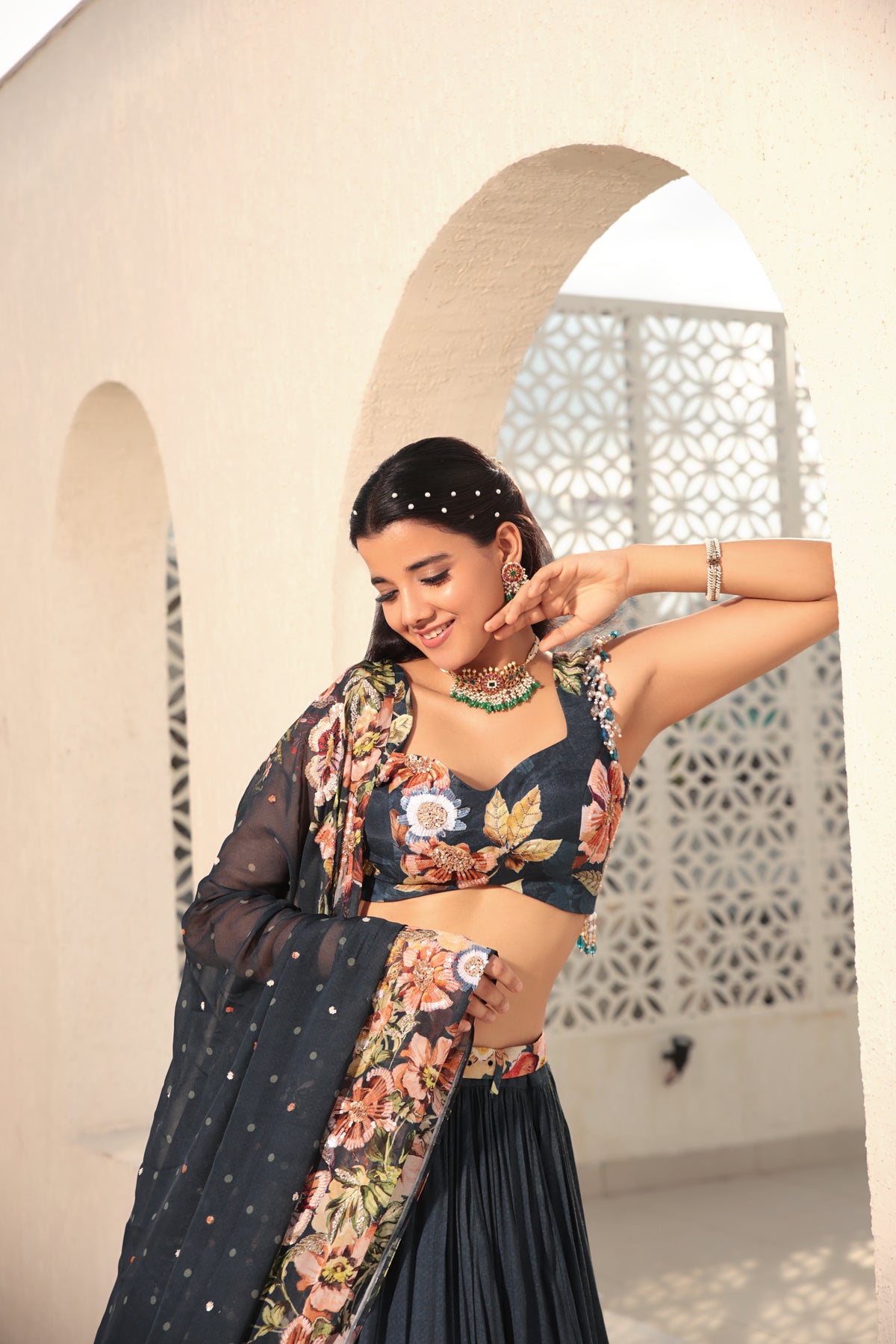 Navy Blue Lehenga Set