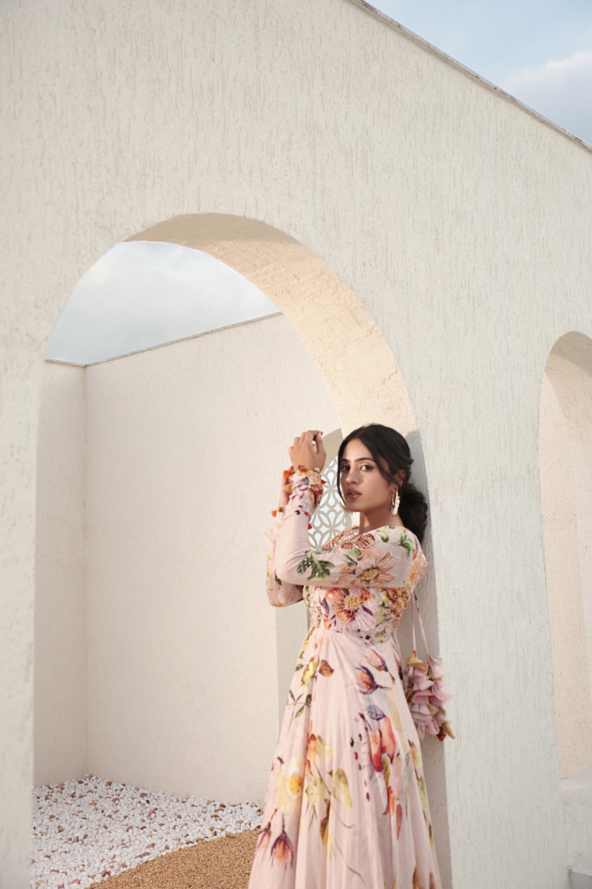 Pink Anarkali With Belt