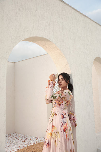 Pink Anarkali With Belt