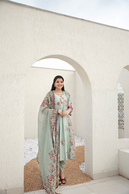 Aqua Blue A Line Kurta Set