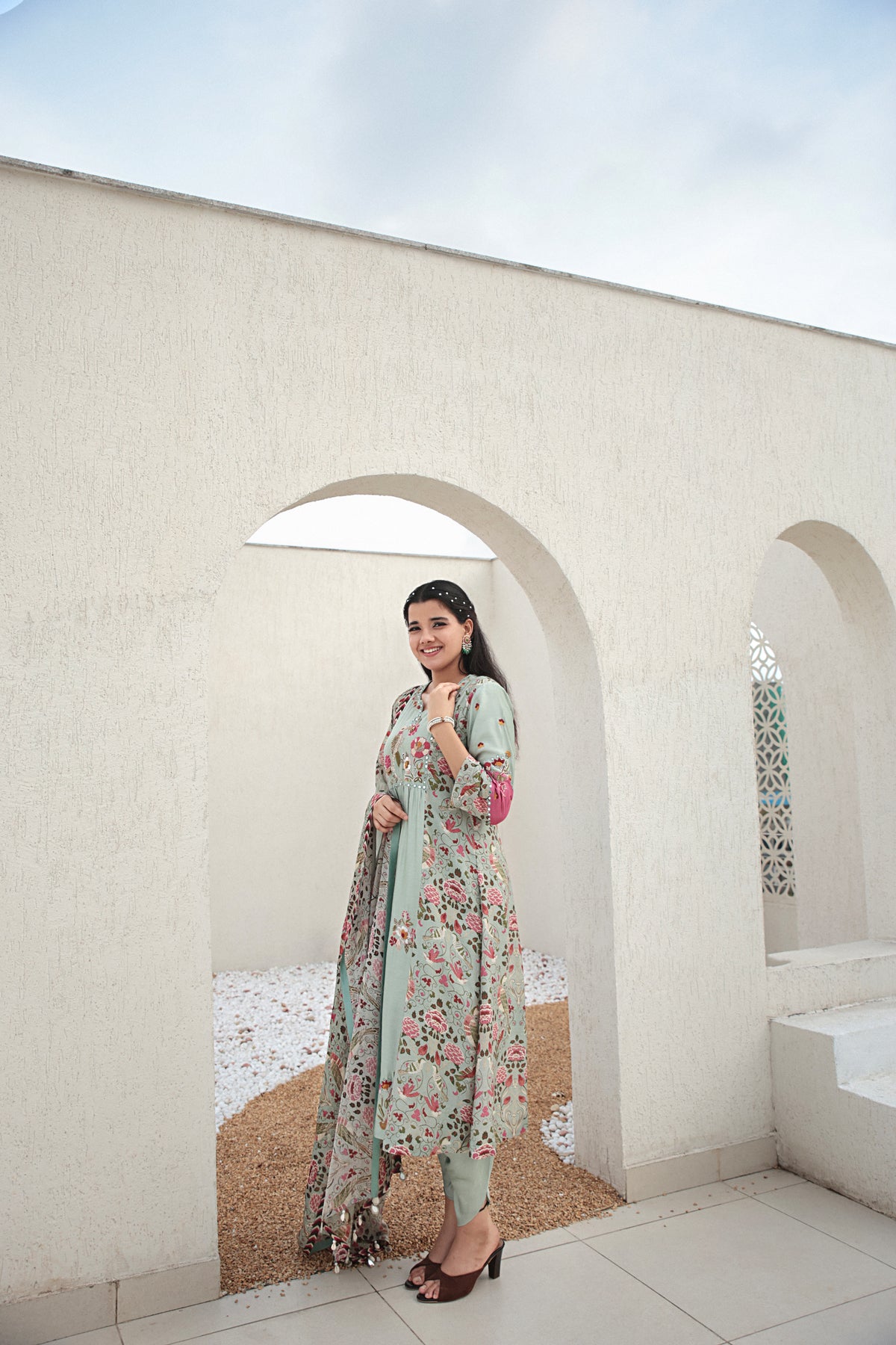 Aqua Blue A Line Kurta Set