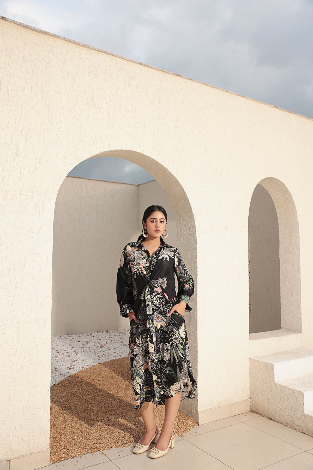 Black Knotted Midi Dress