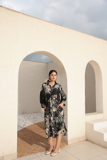 Black Knotted Midi Dress