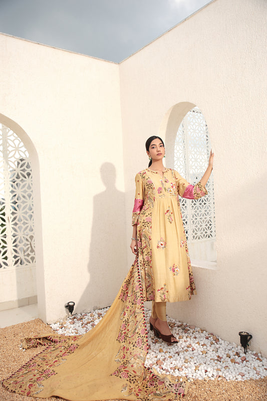 Yellow A Line Kurta Set