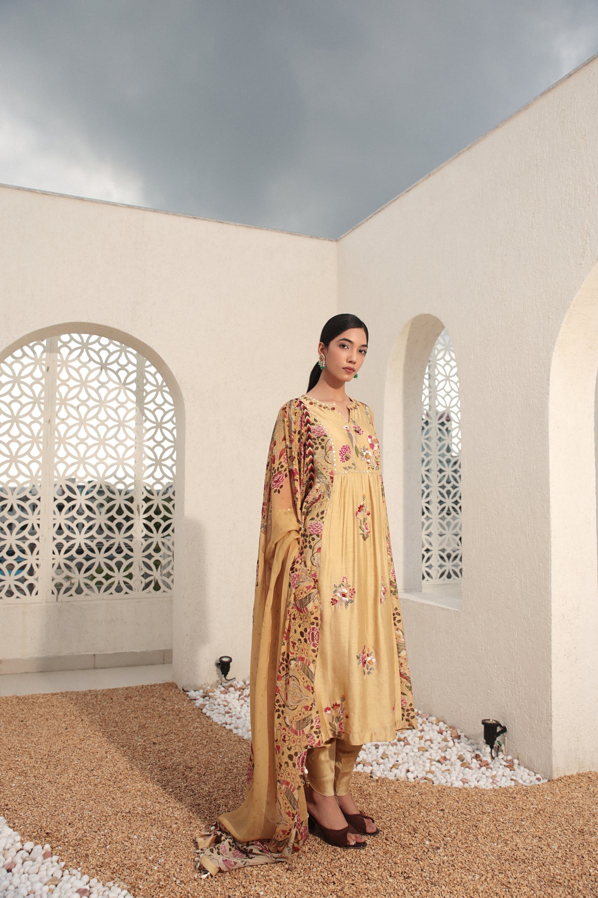 Yellow A Line Kurta Set