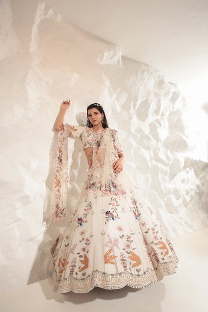 Ivory Organza Silk Lehenga Set