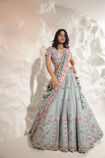 Aqua Blue Lehenga Set
