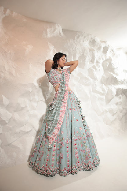 Aqua Blue Lehenga Set