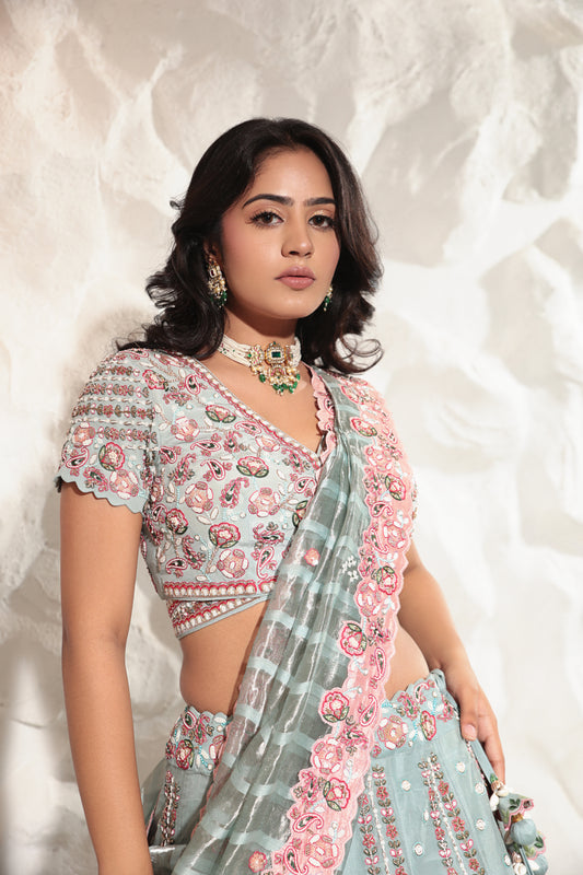 Aqua Blue Lehenga Set