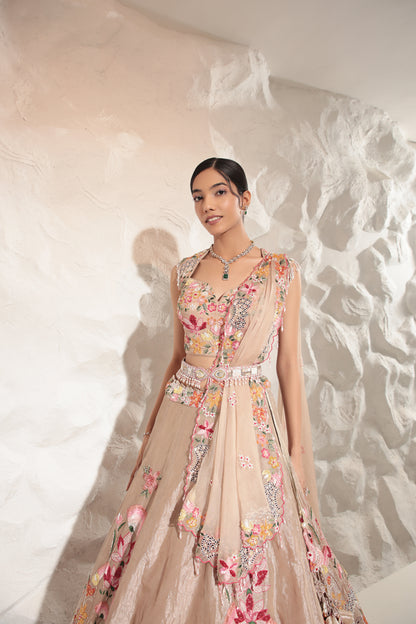 Beige Lehenga Set