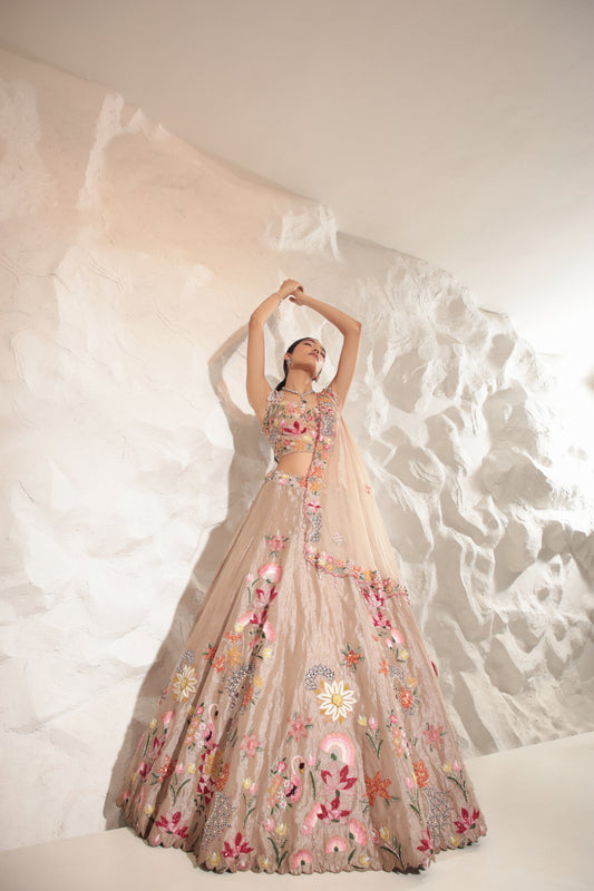Beige Lehenga Set