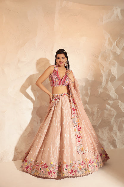 Peach Pink Lehenga Set