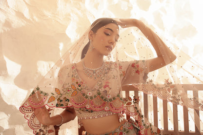 Pink & Aqua Blue Lehenga Set