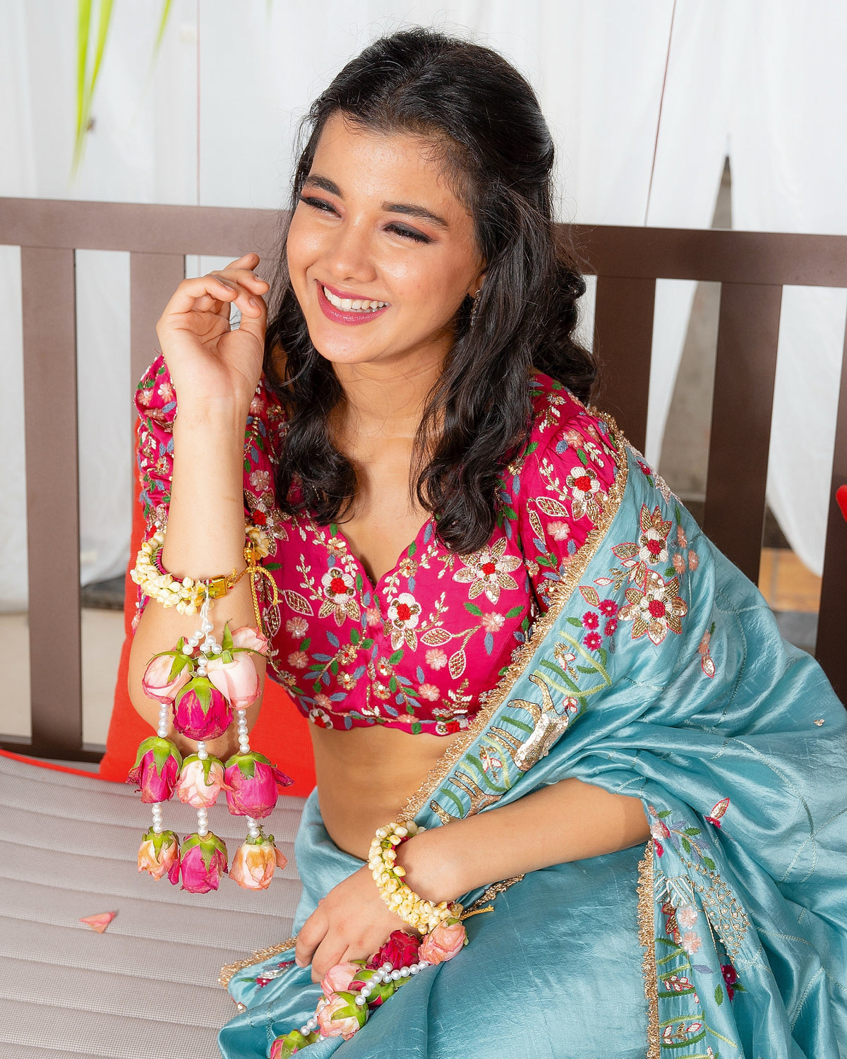 Firozi silk saree
