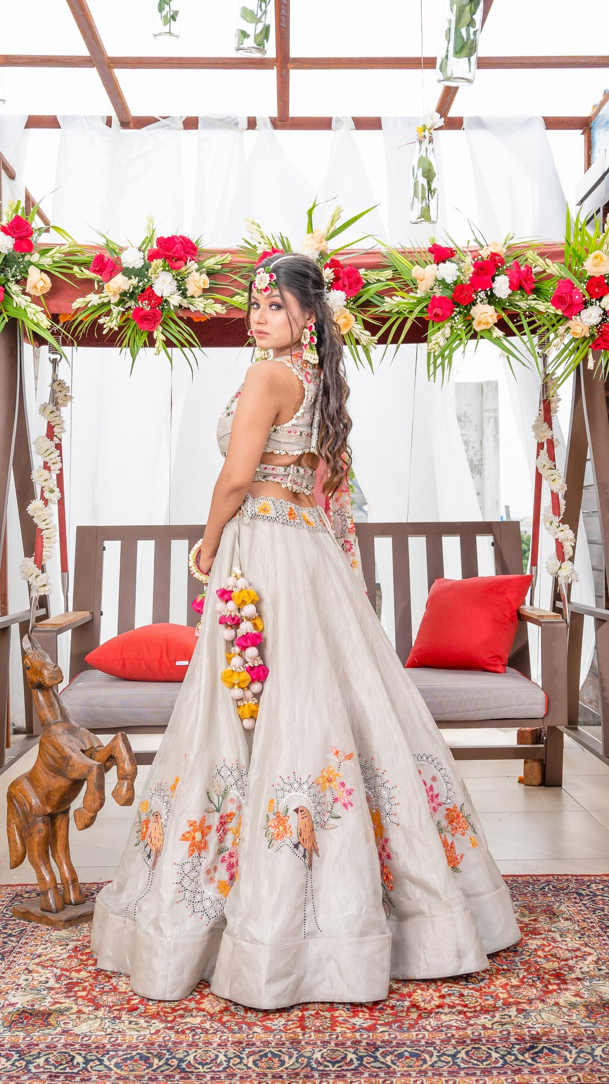 Ivory tissue lehenga set