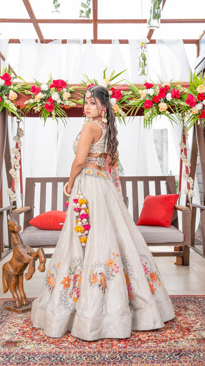 Ivory tissue lehenga set