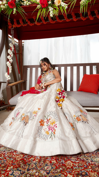 Ivory tissue lehenga set