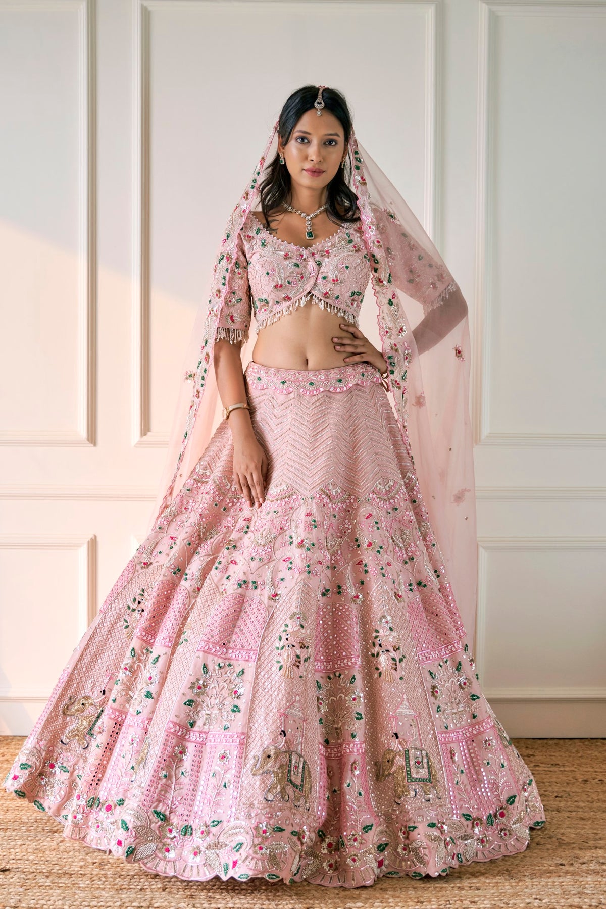 Pink Organza Lehenga Set