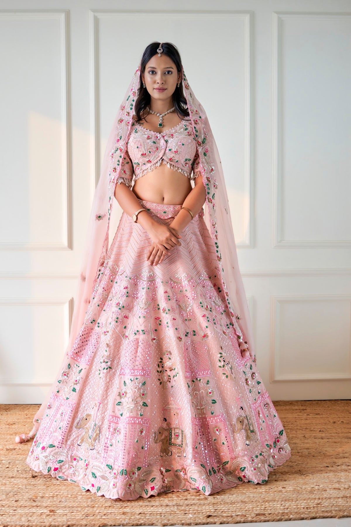 Pink Organza Lehenga Set