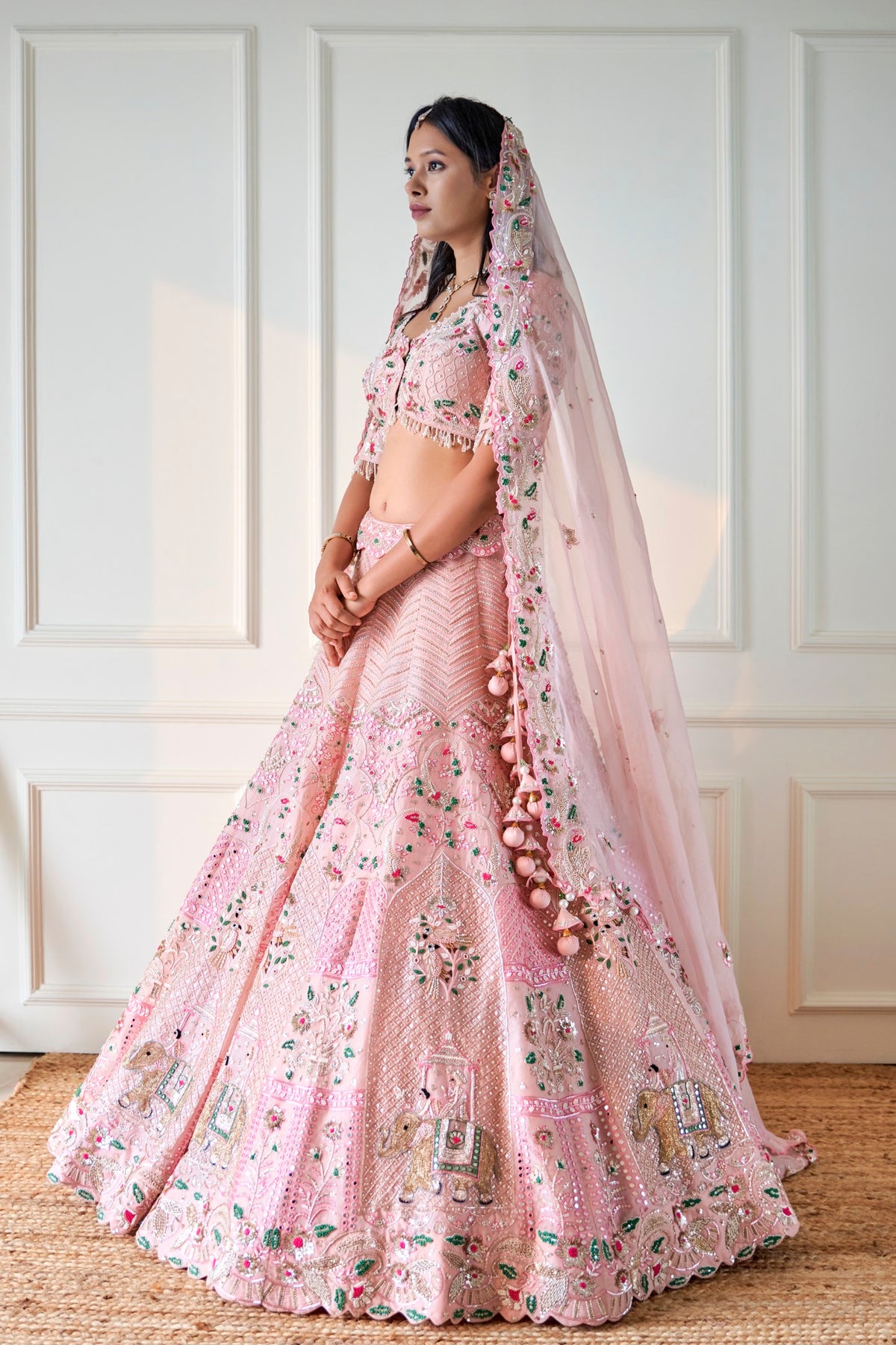 Pink Organza Lehenga Set