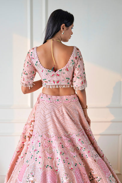 Pink Organza Lehenga Set
