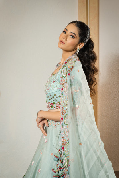 Powder Blue Lehenga Set