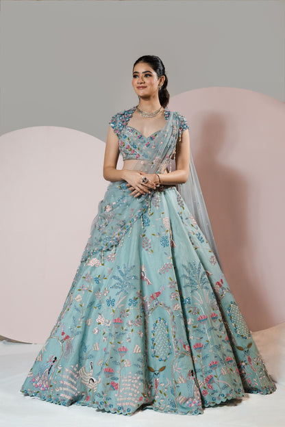 Pastel Blue Lehenga Set