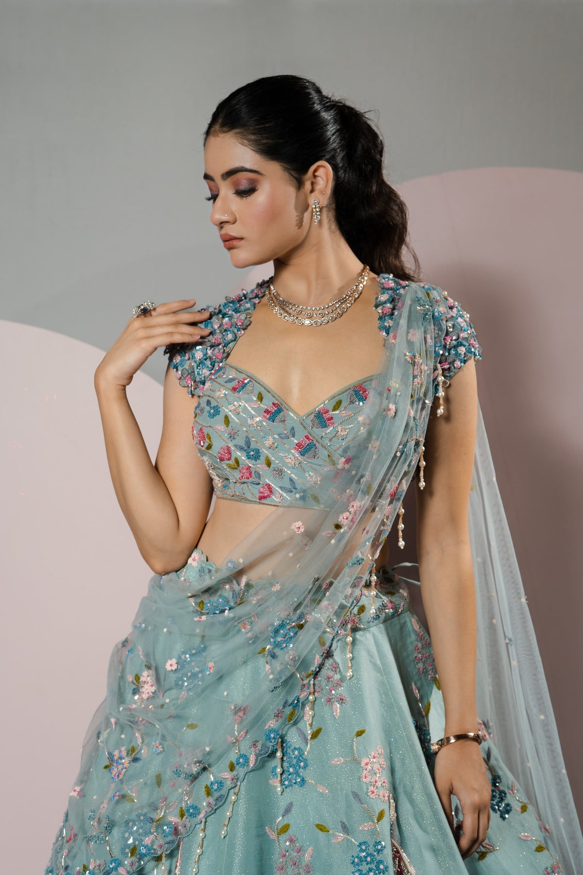 Pastel Blue Lehenga Set