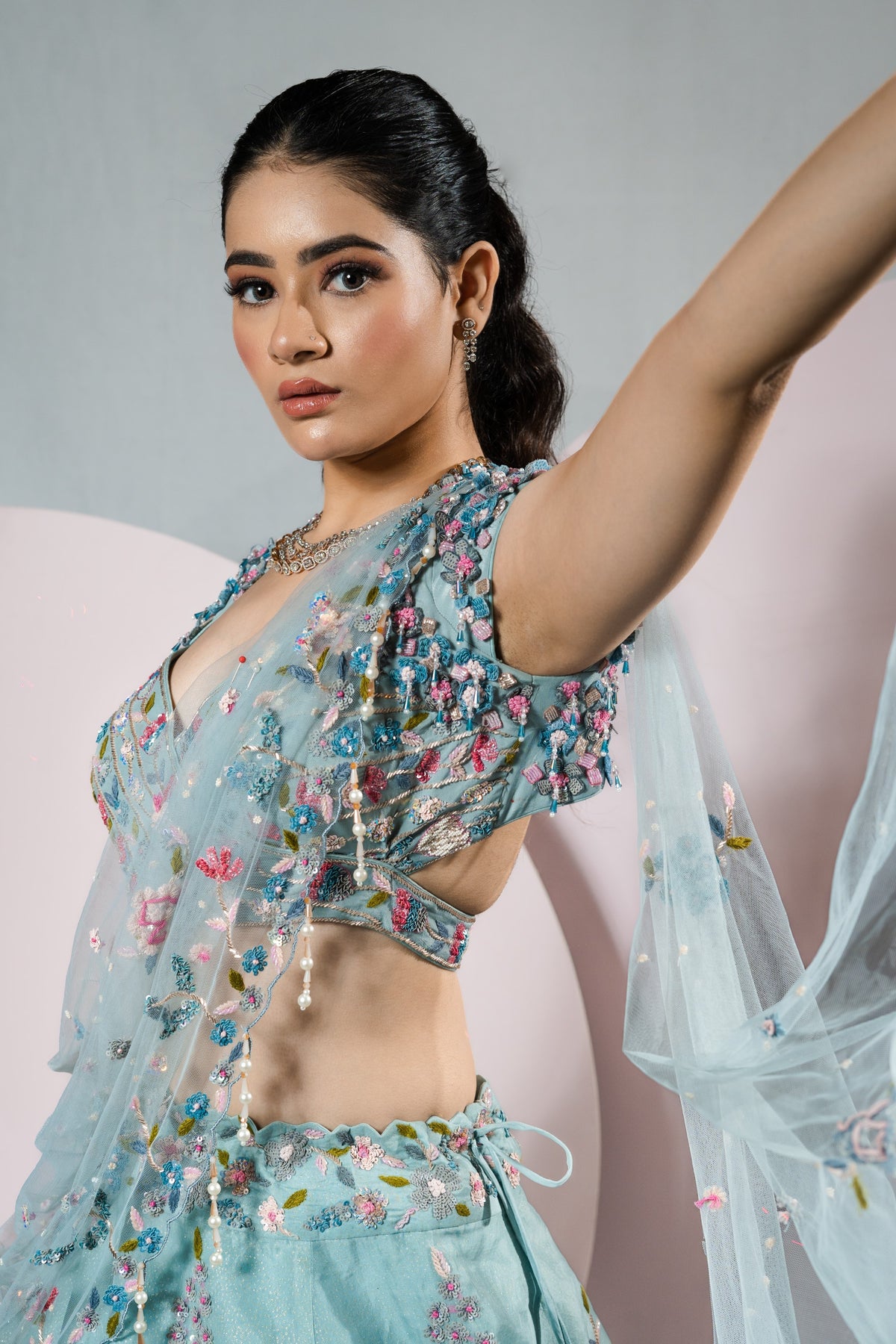 Pastel Blue Lehenga Set