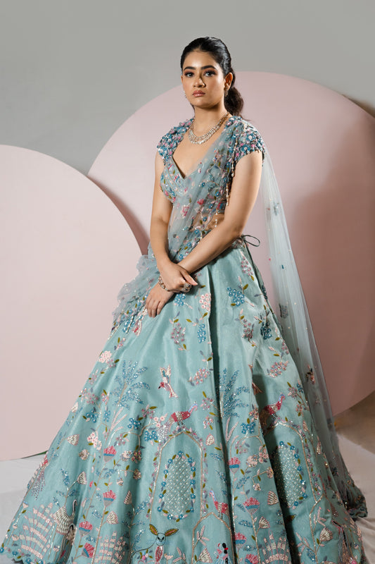 Pastel Blue Lehenga Set