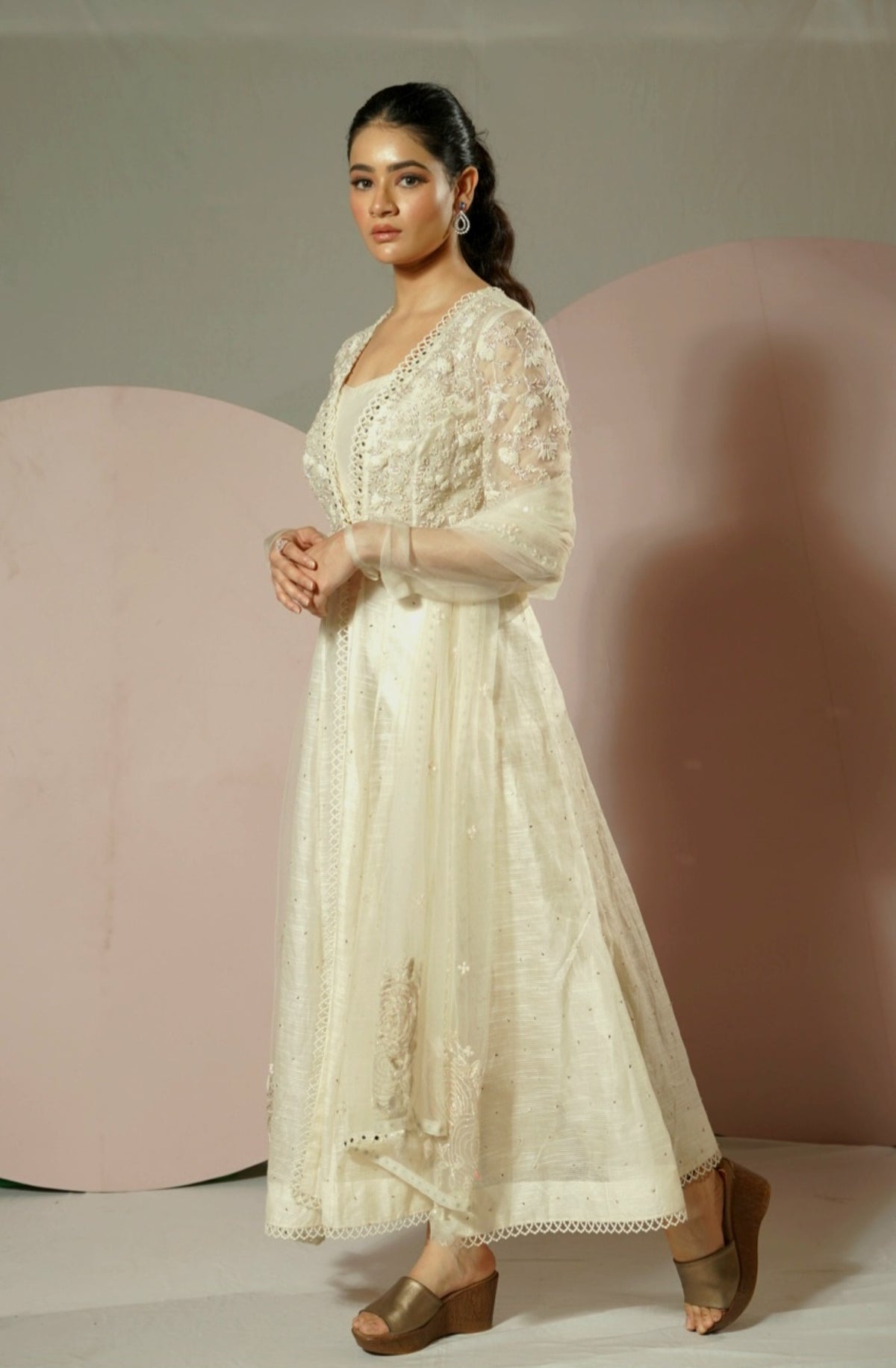 White Anarkali Suit
