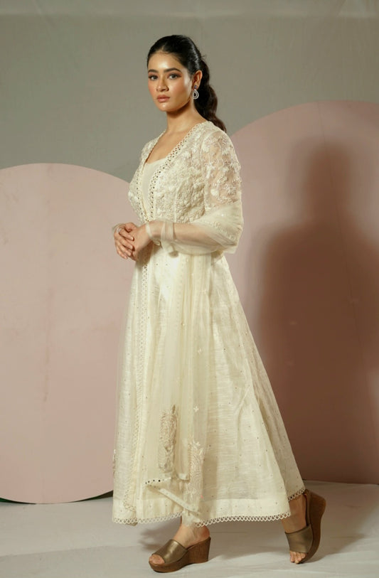 White Anarkali Suit
