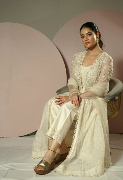 White Anarkali Suit