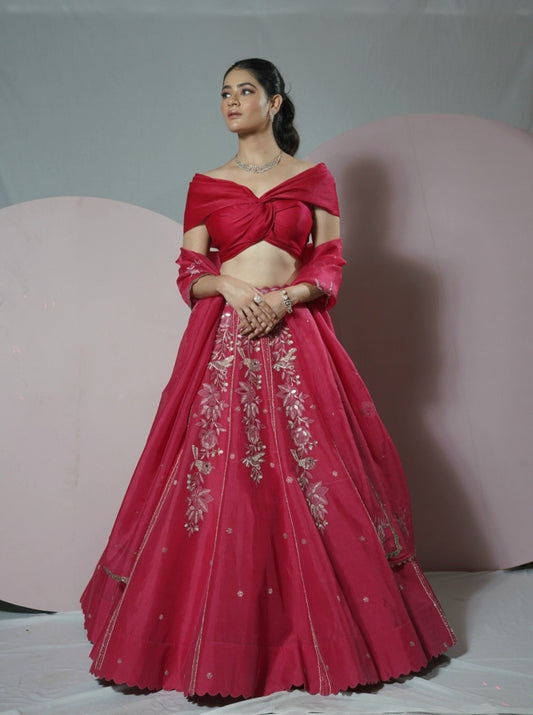 Cherry Red Lehenga Set