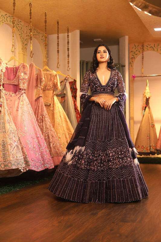 violet lehenga set