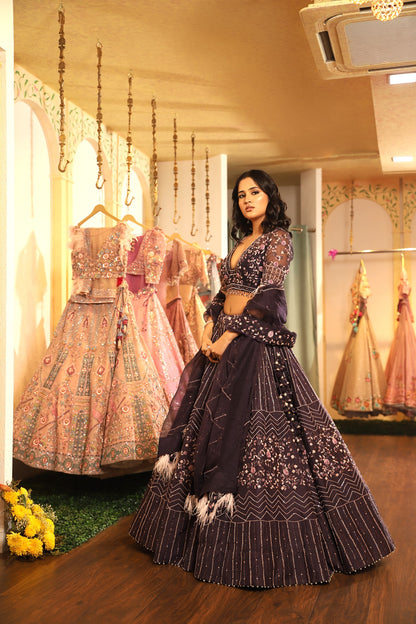 violet lehenga set