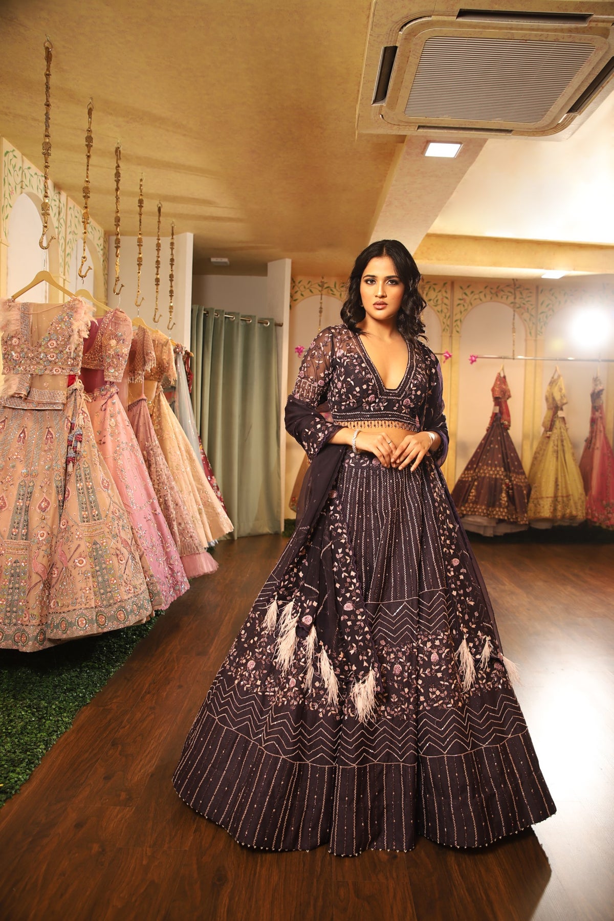 violet lehenga set