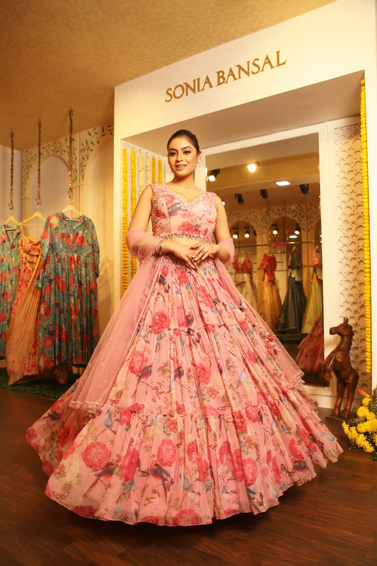 floral printed lehenga