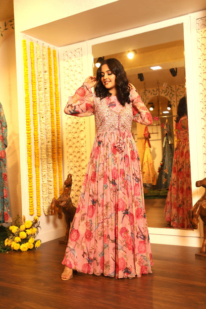 Floral printed anarkali