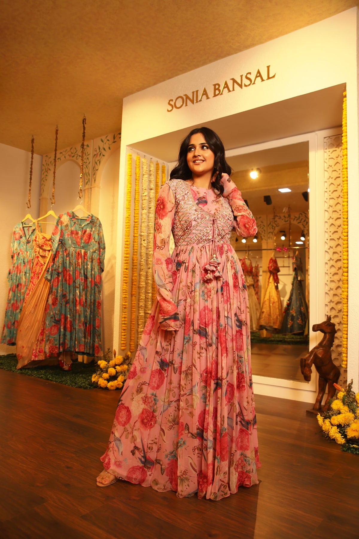 Floral printed anarkali