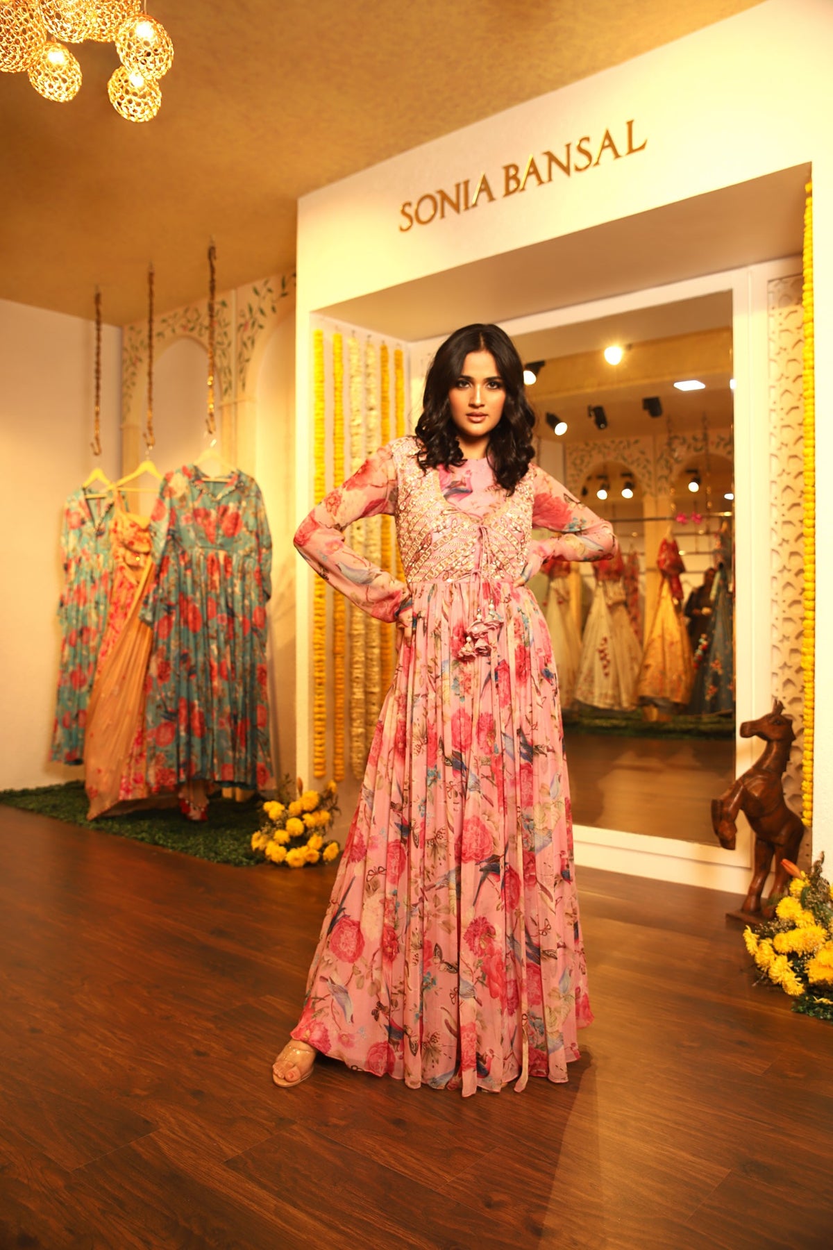 Floral printed anarkali