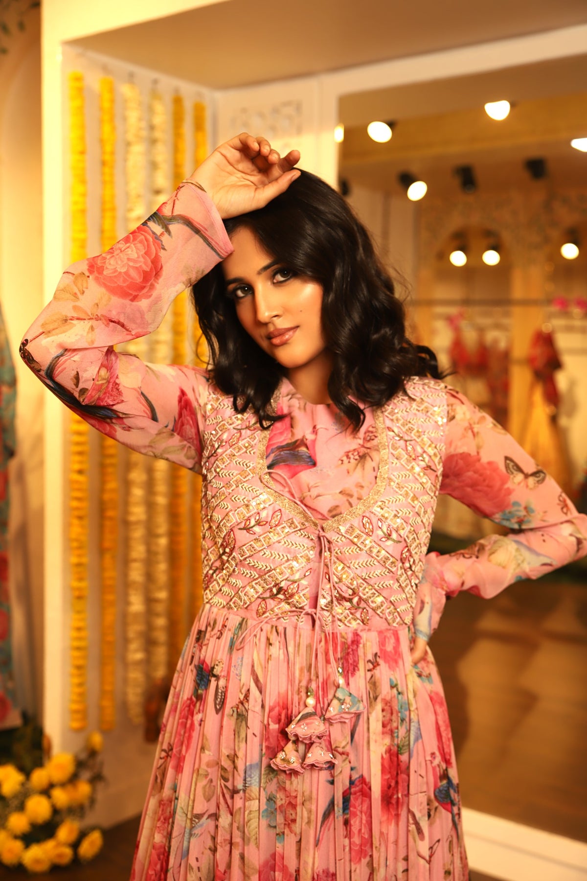 Floral printed anarkali